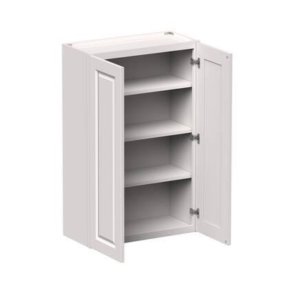 Front. Boyel Living - 27-in W x 42-in H x 12-in D Shaker RTA Kitchen Wall Cabinet with Soft-Close Doors - Glacier White.