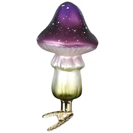 Front. Inge Glas - Inge Glas Clip on Mushroom Russula German Glass Christmas Tree Ornament FREE BOX - Purple.
