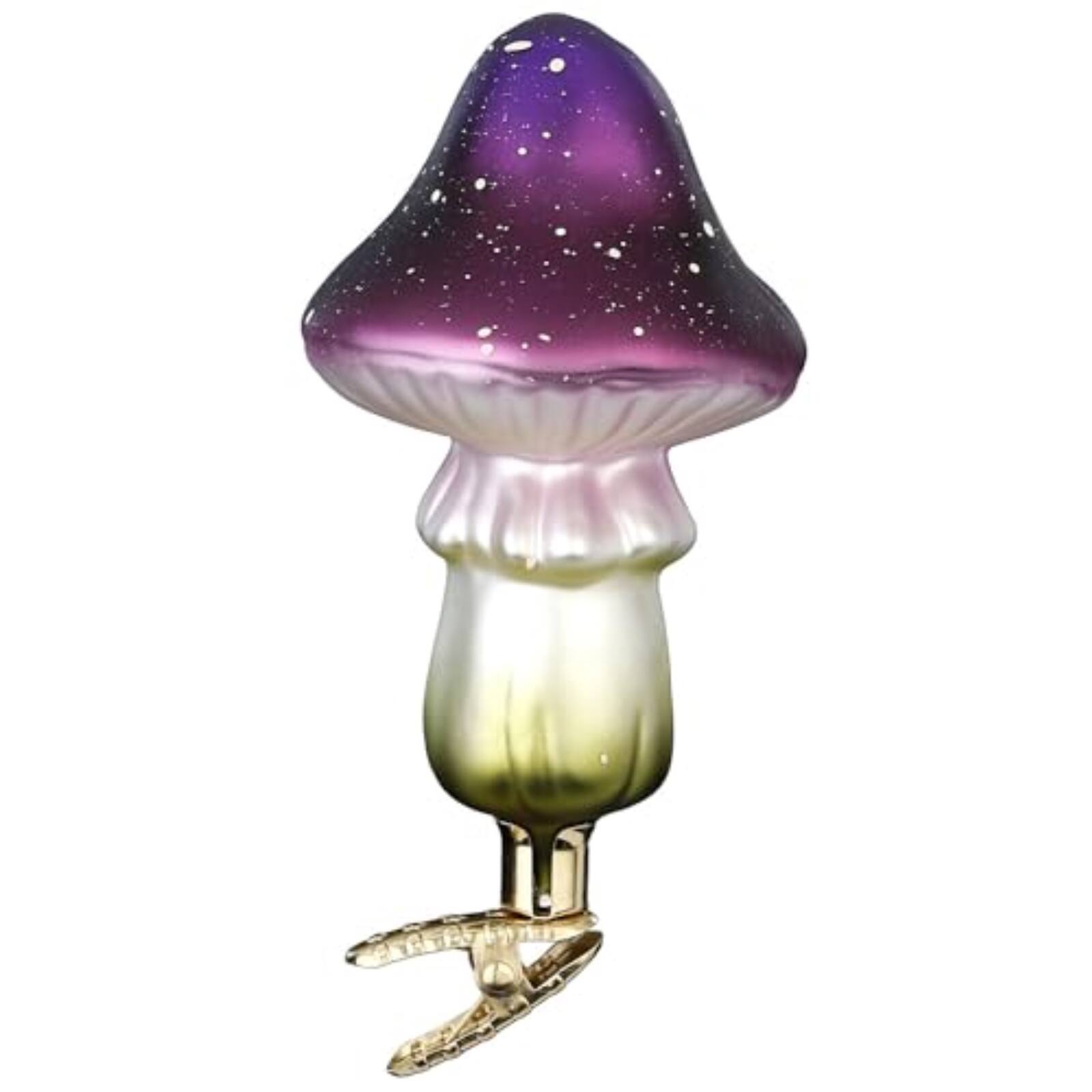 Front. Inge Glas - Inge Glas Clip on Mushroom Russula German Glass Christmas Tree Ornament FREE BOX - Purple.