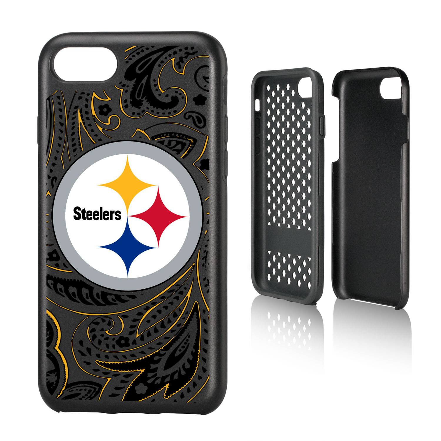 Alt View 3. Keyscaper - Pittsburgh Steelers iPhone Rugged Paisley Design Case - 14 Pro Max - Multicolor.