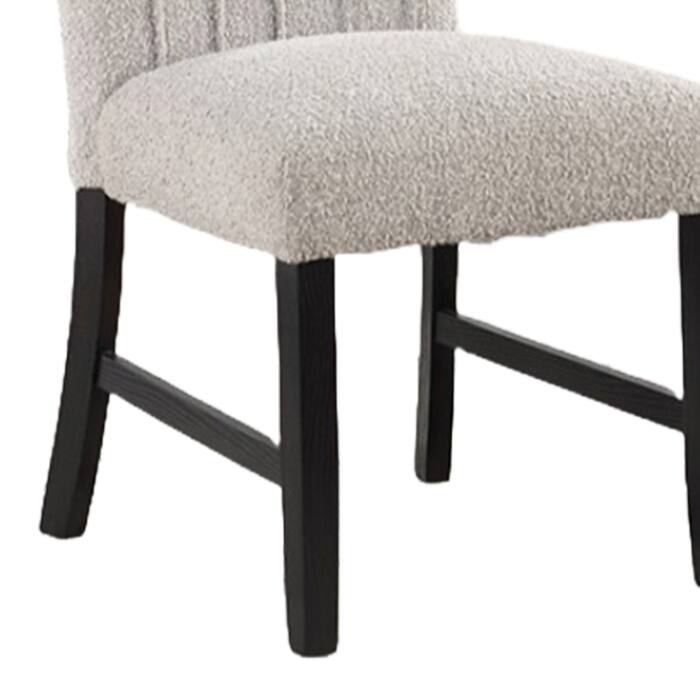 Alt View 3. Manhattan Lane - Reo Dining Side Chair Set of 2, Vertical Tufted Gray Boucle - Gray, Black.