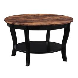 Coaster Co. of America - American Heritage Round Coffee Table with Shelf - Barnwood/Black