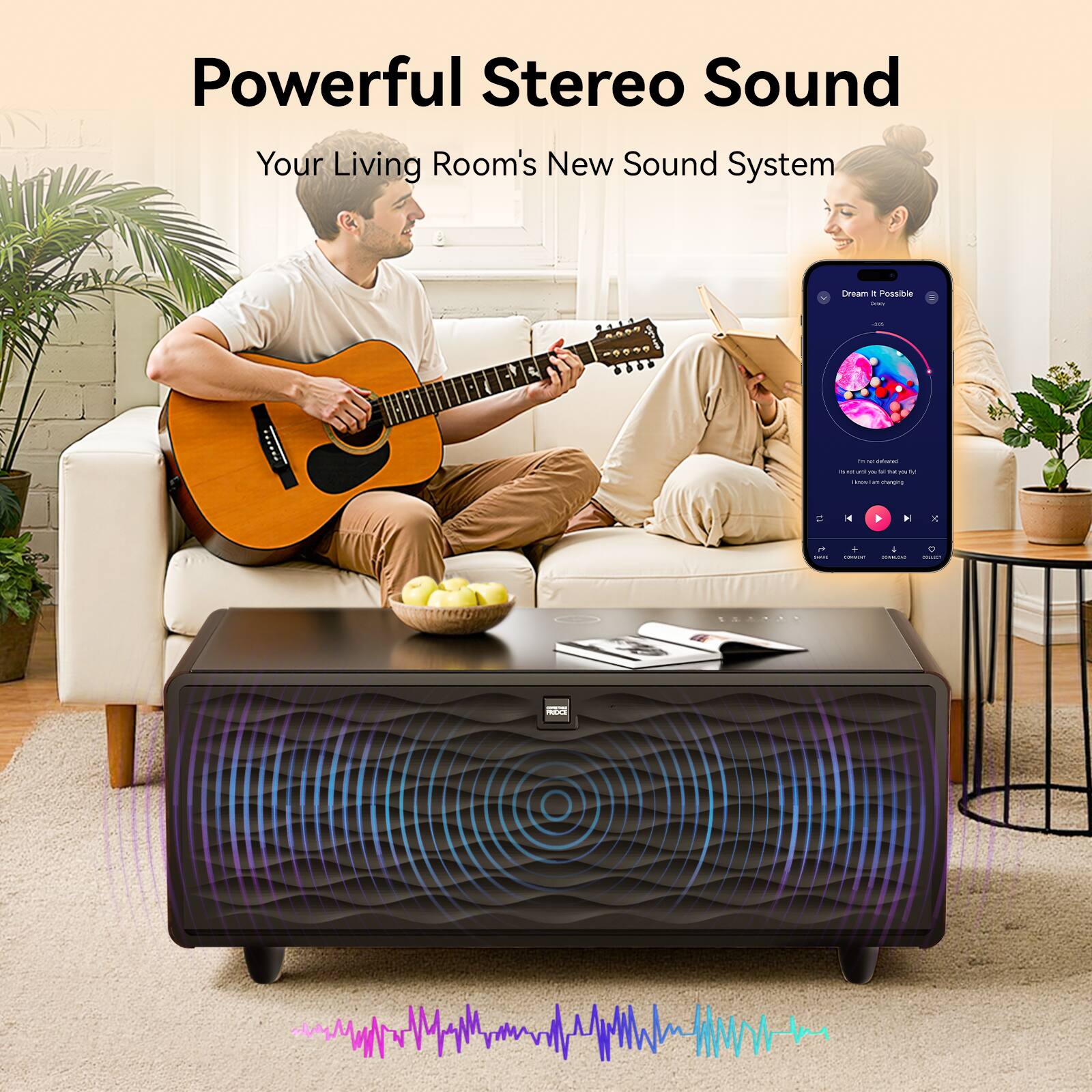 Powerful Stereo Sound  
Your Living Room's New Sound System  

Dream It Possible