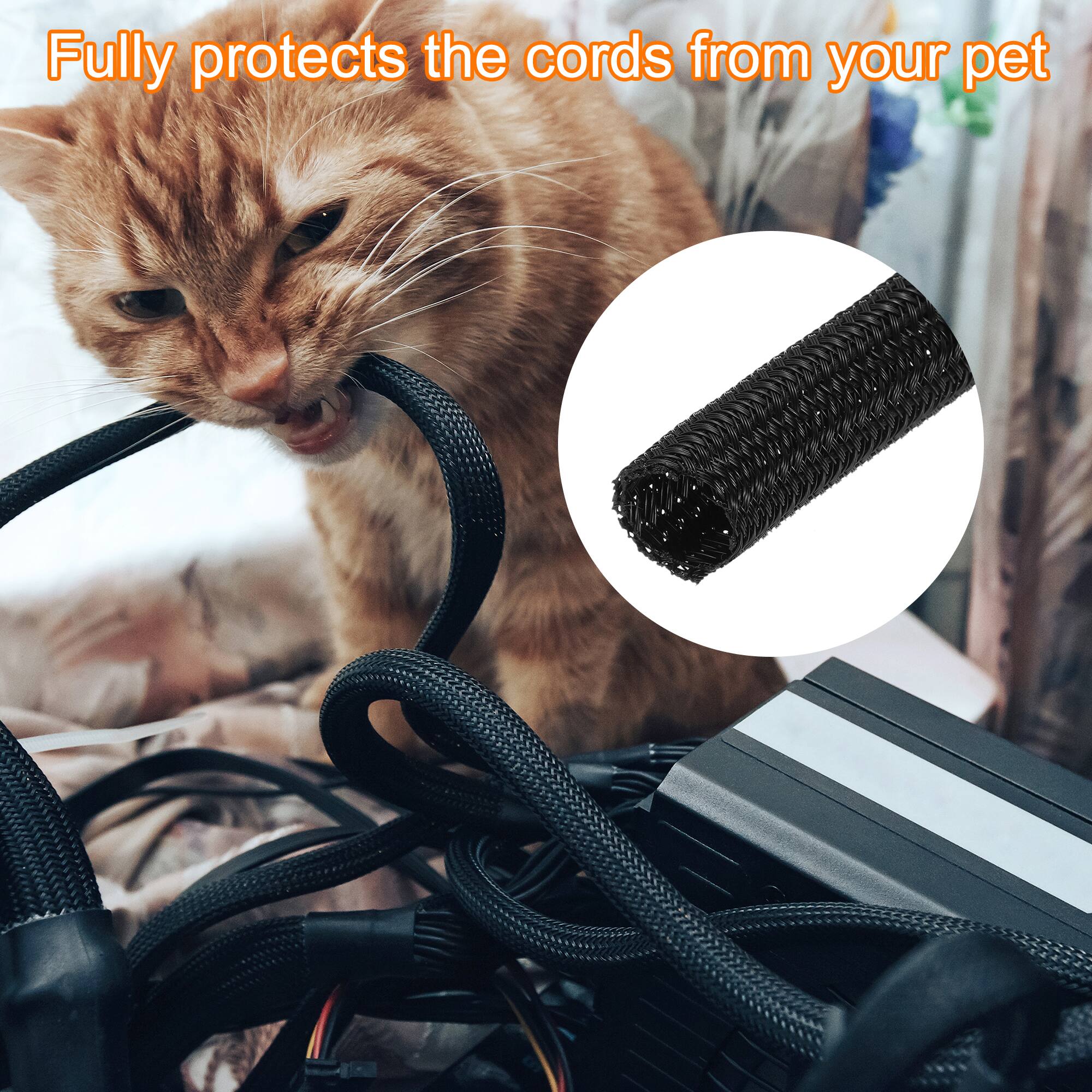 Fully protects the cords from your pet