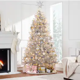 Best Choice Products - 7.5ft Artificial Tinsel Christmas Tree with Viral Twinkling Lights, Pre-Lit Pine, 550 Lights - Silver