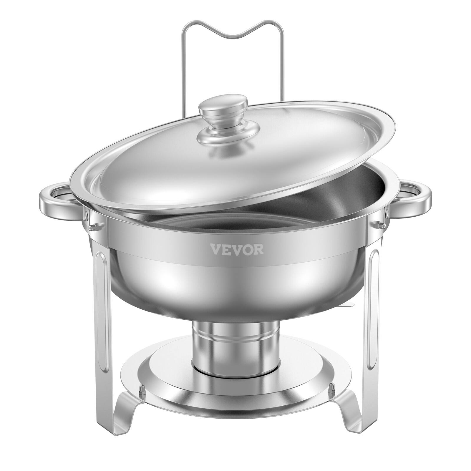 Alt View 5. VEVOR - Chafing Dish Buffet Set, 5 Qt 4 Pack, Stainless Steel Chafer with 4 Full Size Pans, Round Catering Warmer Server - Silver.