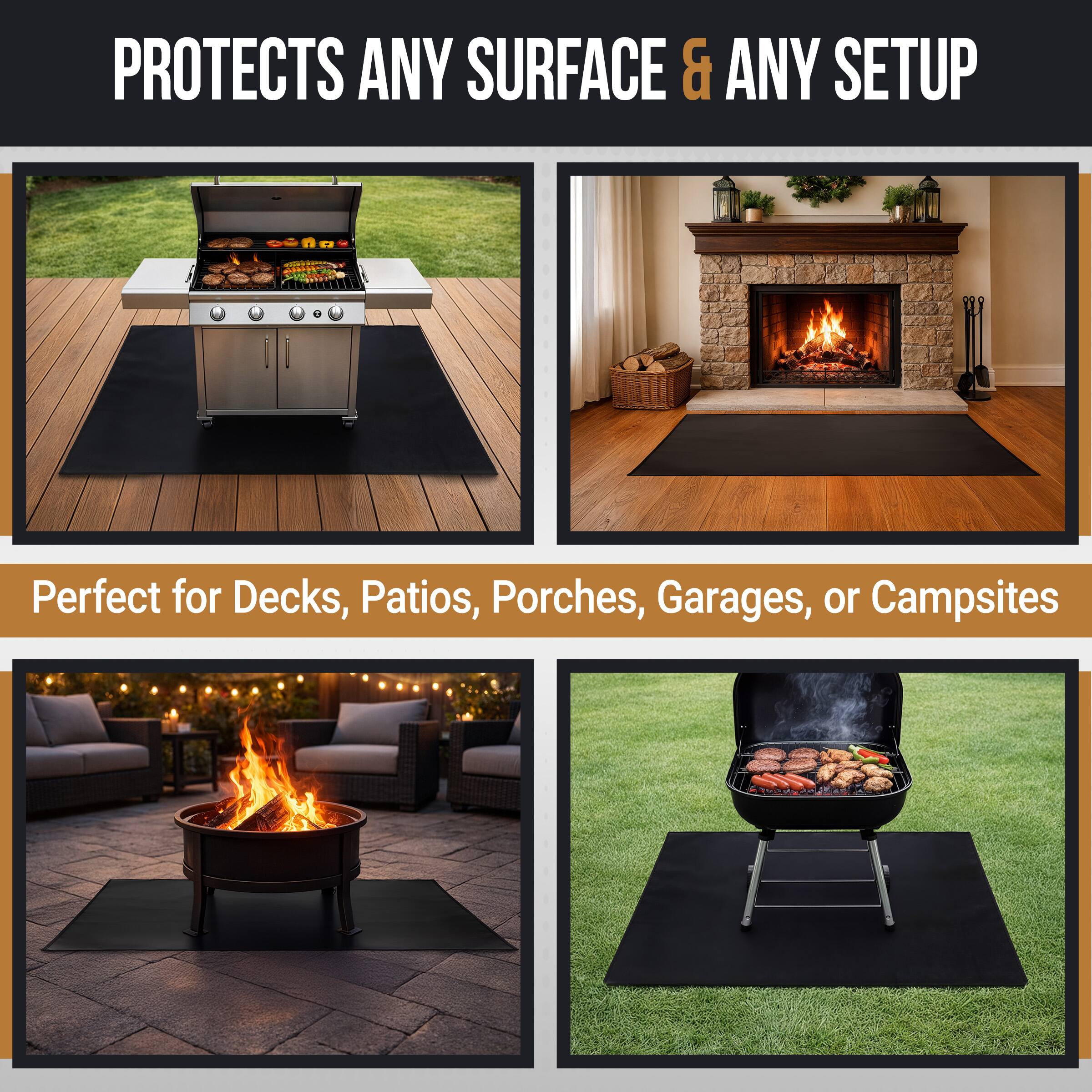 PROTECTS ANY SURFACE & ANY SETUP

Perfect for Decks, Patios, Porches, Garages, or Campsites