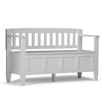 Front. Simpli Home - Brooklyn Entryway Storage Bench - White.