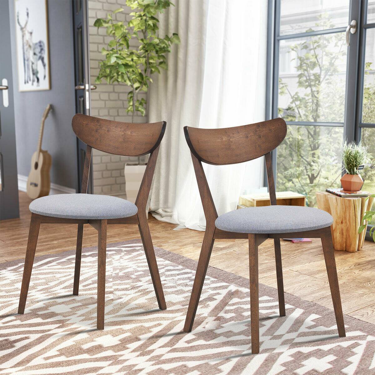 Alt View 2. SlickBlue - Curved Back Upholstered Dining Chairs Set of 2 for Kitchen or Dining Room - Walnut.