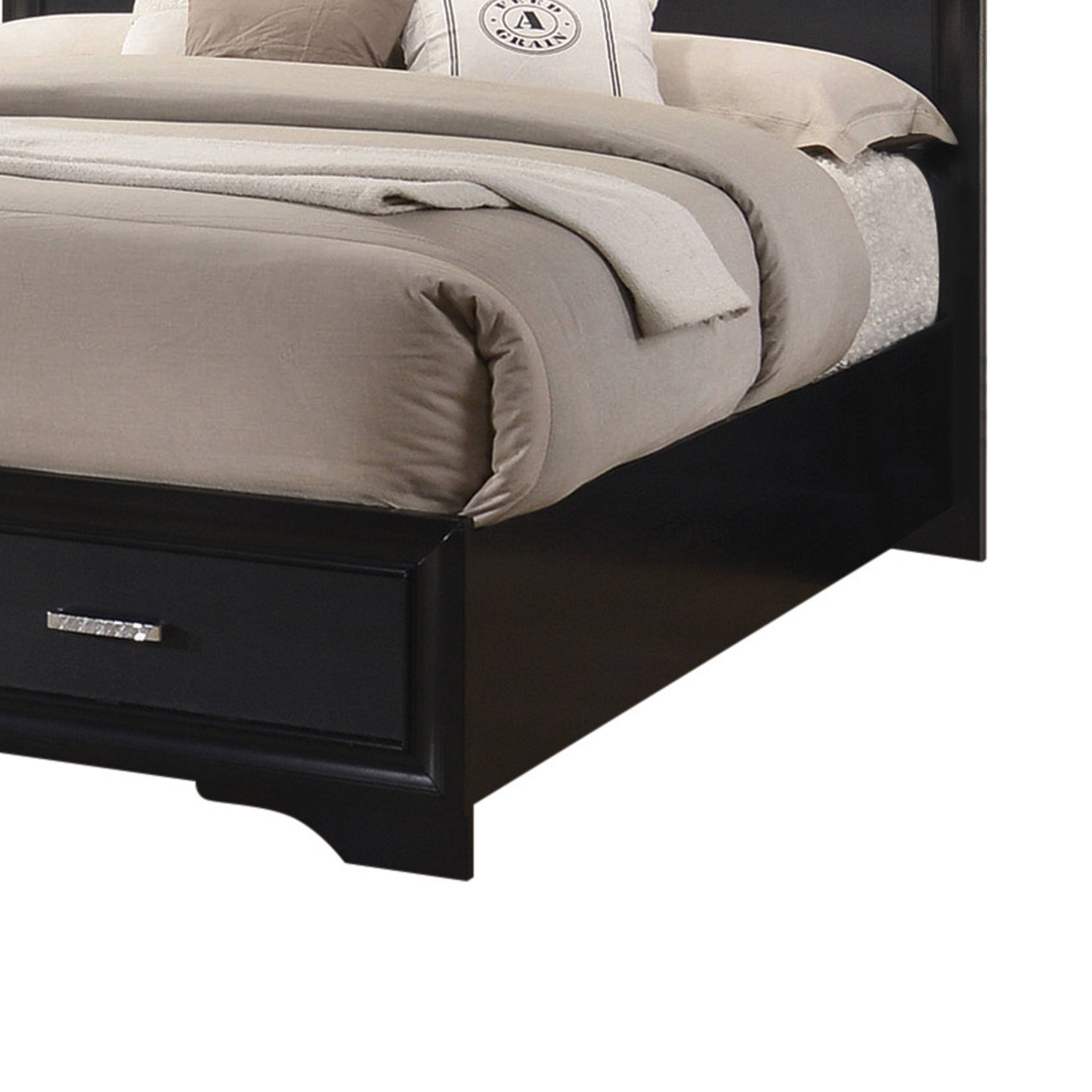 Alt View 2. Manhattan Lane - Transitional 2 Drawer Wooden Queen Size Bed with Glitter Stripe - Black and Silver.