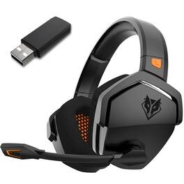 PRIMEPLUS - G06 Wireless Gaming Headset, 100Hr Battery, 2.4GHz Ultra-Low Latency & Bluetooth 5.3, 50mm Surround Sound - Black-Orange