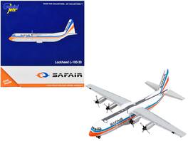 GeminiJets - Lockheed L-100-30 Commercial Aircraft Safair Stripes 1/400 Diecast Model Airplane - White with Blue and Orange