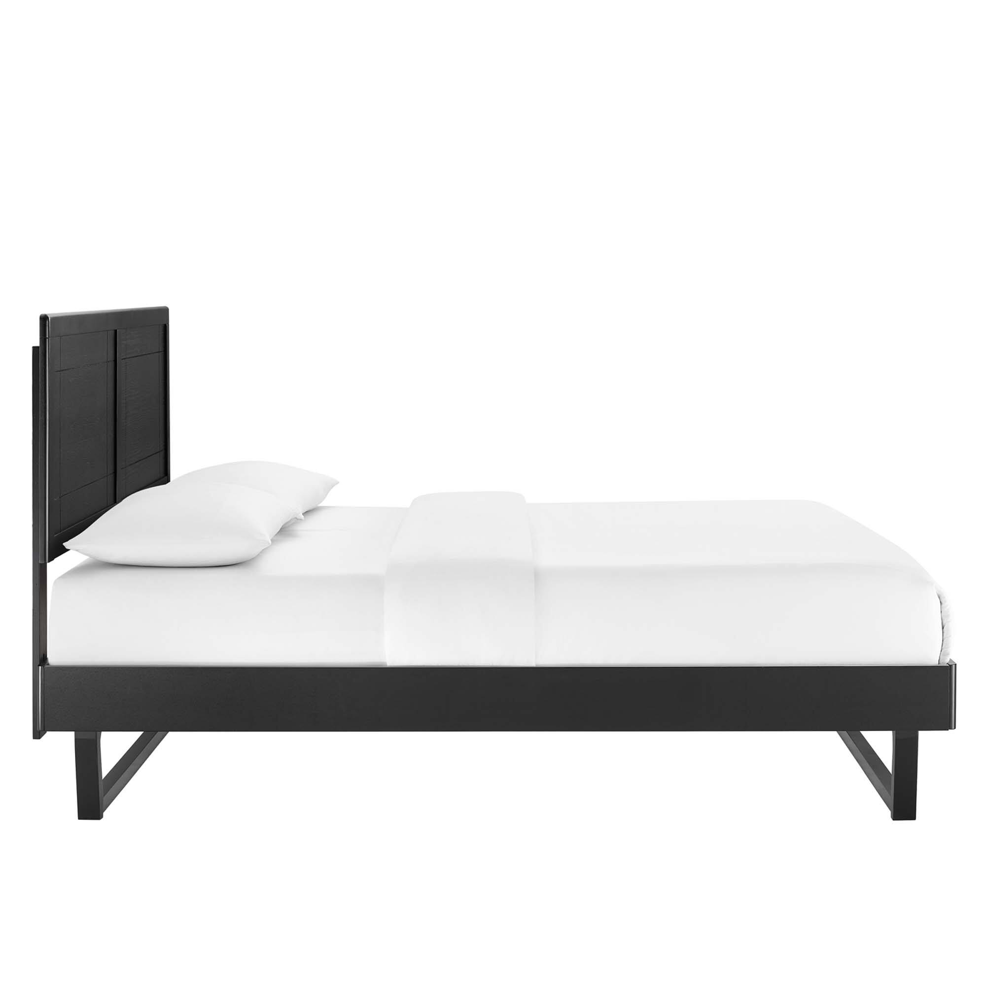 Alt View 6. Modway - Marlee Wood Full Platform Bed With Angular Frame - Black.
