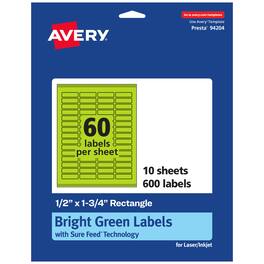 Avery - Printable Rectangle Labels, Bright 0.5" x 1.75", 600ct - Green