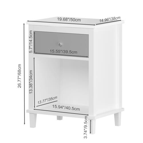 26.77"/68cm  
19.68"/50cm  
5.7"/14.5cm  
15.55"/39.5cm  
13.38"/34cm  
13.77"/35cm  
15.94"/40.5cm  
3.74"/9.5cm  
14.96"/38cm