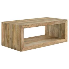 Manhattan Lane - Wooden Coffee Table with Decorative Polyresin Carvings and Marble Top - Brown