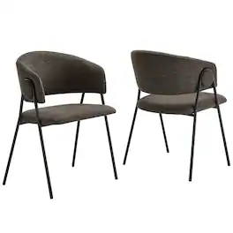 Nella Upholstered Heathered Chenille Dining Chairs Set of 2 by Modway - Black