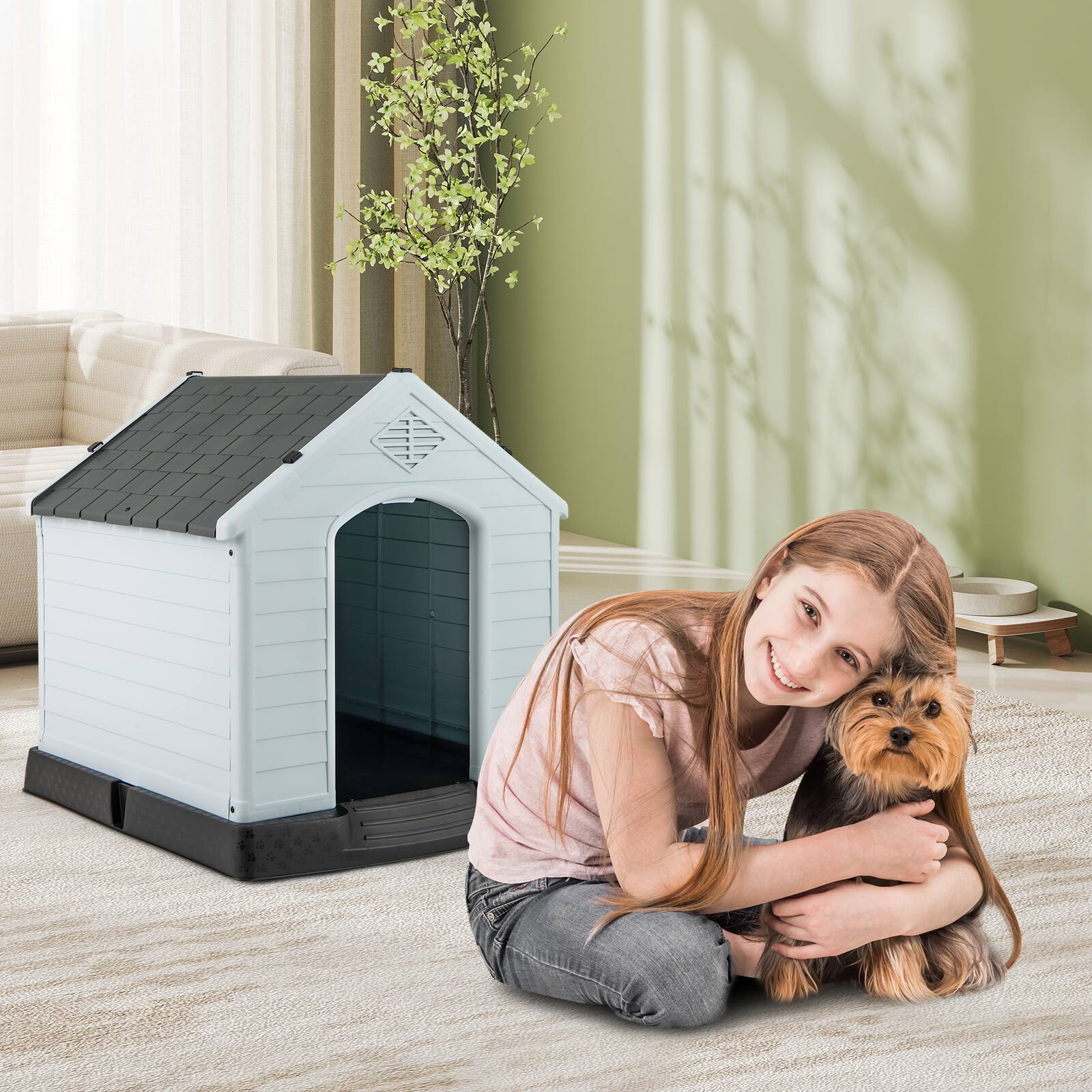 Alt View 3. Gymax - Gymax Dog House Pet Puppy Shelter Waterproof Indoor/Outdoor Ventilate Gray.
