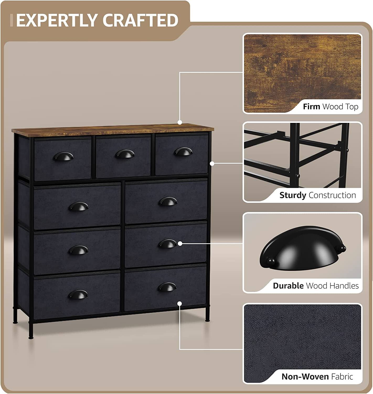 EXPERTLY CRAFTED

- Firm Wood Top
- Sturdy Construction
- Durable Wood Handles
- Non-Woven Fabric