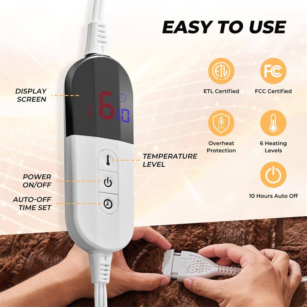- Easy to use display screen
- ETL Certified
- FCC Certified
- Overheat protection
- 6 heating levels
- Power on/off
- Auto-off time set (10 hours auto off)
- Temperature level
