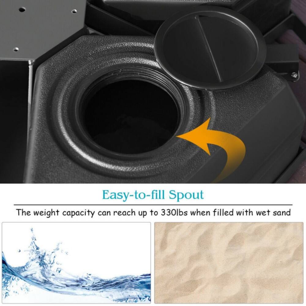 Easy-to-fill Spout

The weight capacity can reach up to 330lbs when filled with wet sand