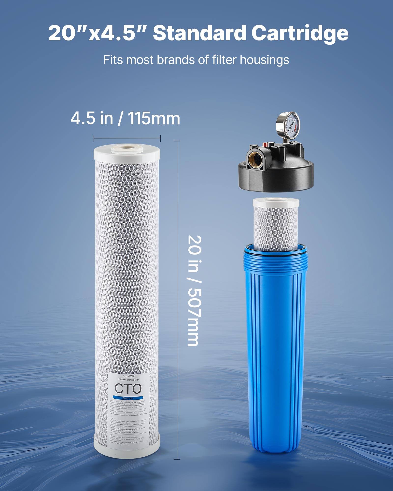 20"x4.5" Standard Cartridge  
Fits most brands of filter housings  

4.5 in / 115mm  

20 in / 507mm