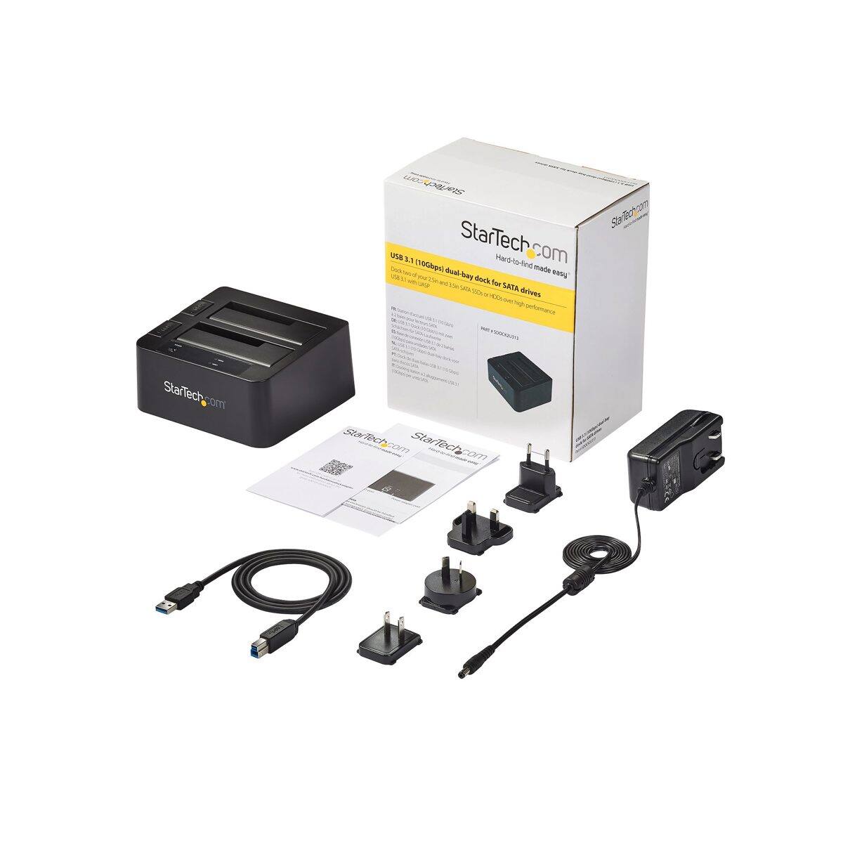 StarTech.com USB 3.1 10Gbps dual bay dock for SATA drives (2.5" and 3.5" HDD/SSD over USB 3.1 Gen 2)