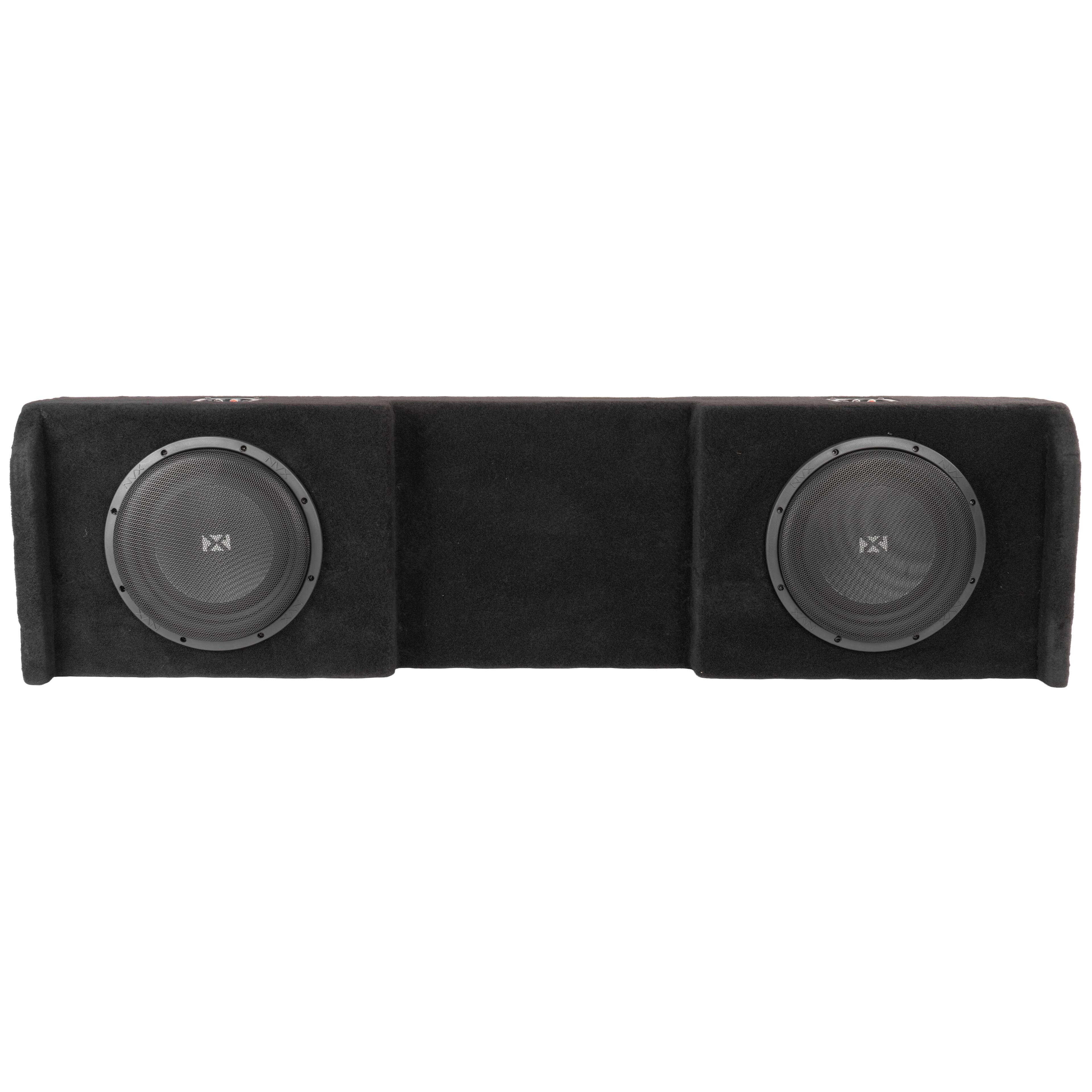 Angle. NVX - VE-NIS-TTNCKCG1-D10S Custom Fit Dual 10in Sealed Subwoofer Enclosure for 2004-2018 Nissan Titan Crew and King Cab Trucks.