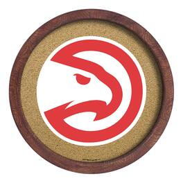 The Fan-Brand - Atlanta Hawks 20.25'' Round Faux Barrel Framed Cork Board - Multicolor