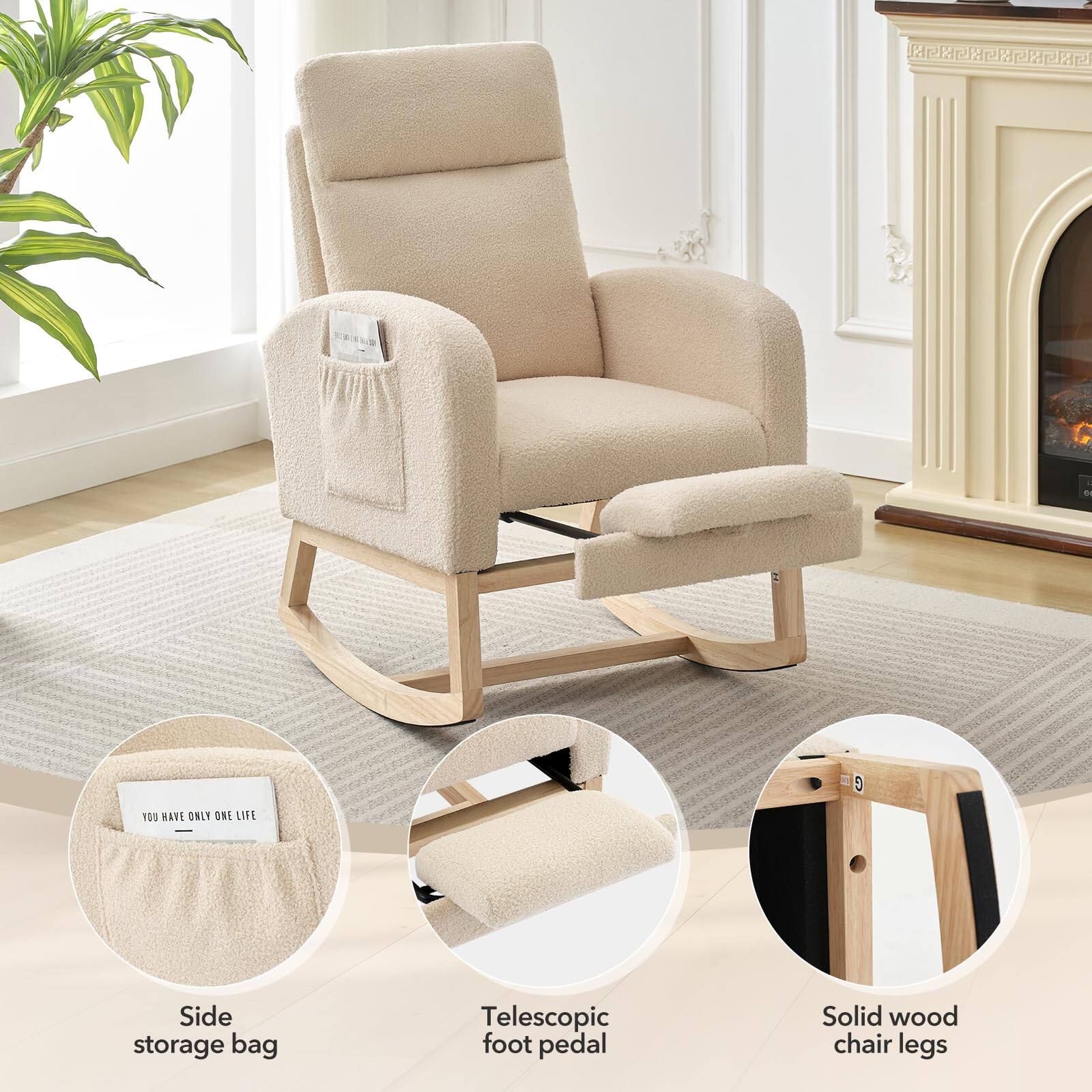 - Side storage bag
- Telescopic foot pedal
- Solid wood chair legs
- "You have only one life"