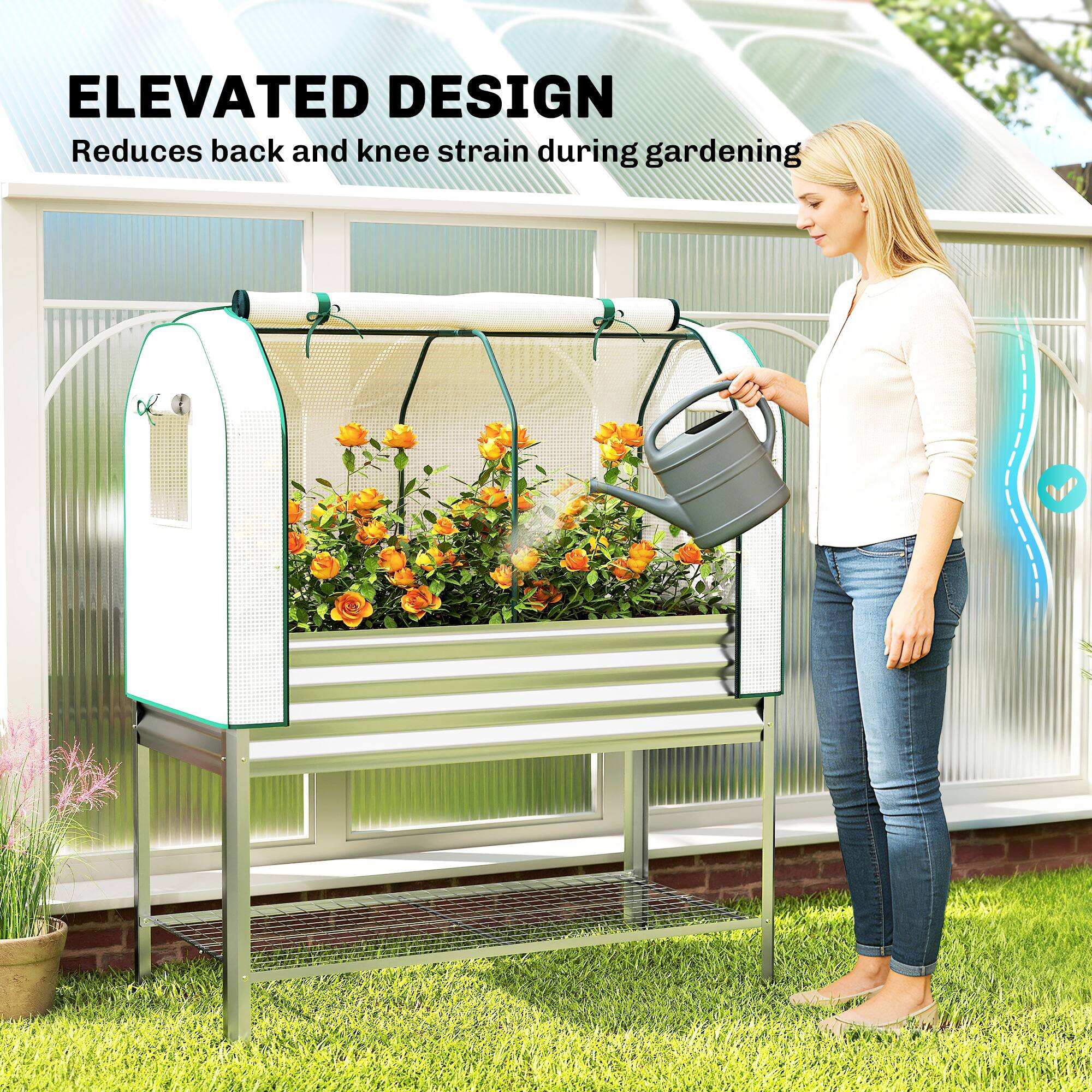 ELEVATED DESIGN  
Reduces back and knee strain during gardening