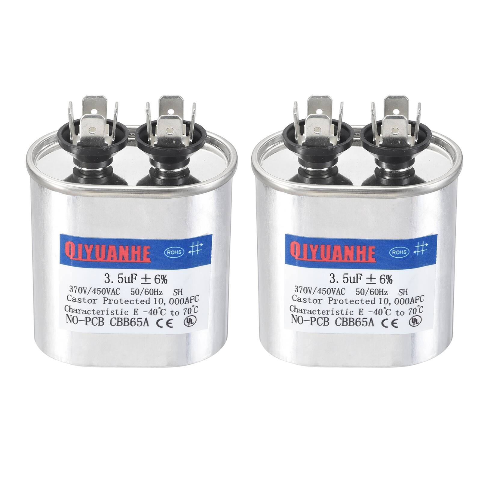 Unique Bargains - 2pcs CBB65 3.5uF 370/450V Oval Run Start Capacitor for AC Motor Start HVAC Compressor Generator Air Condenser Heat Pump - Silver price history on PriceWatchPro