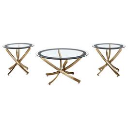 Coaster Co. of America - Brooke 3-piece Round Coffee and End Table Set Rose Brass - Red