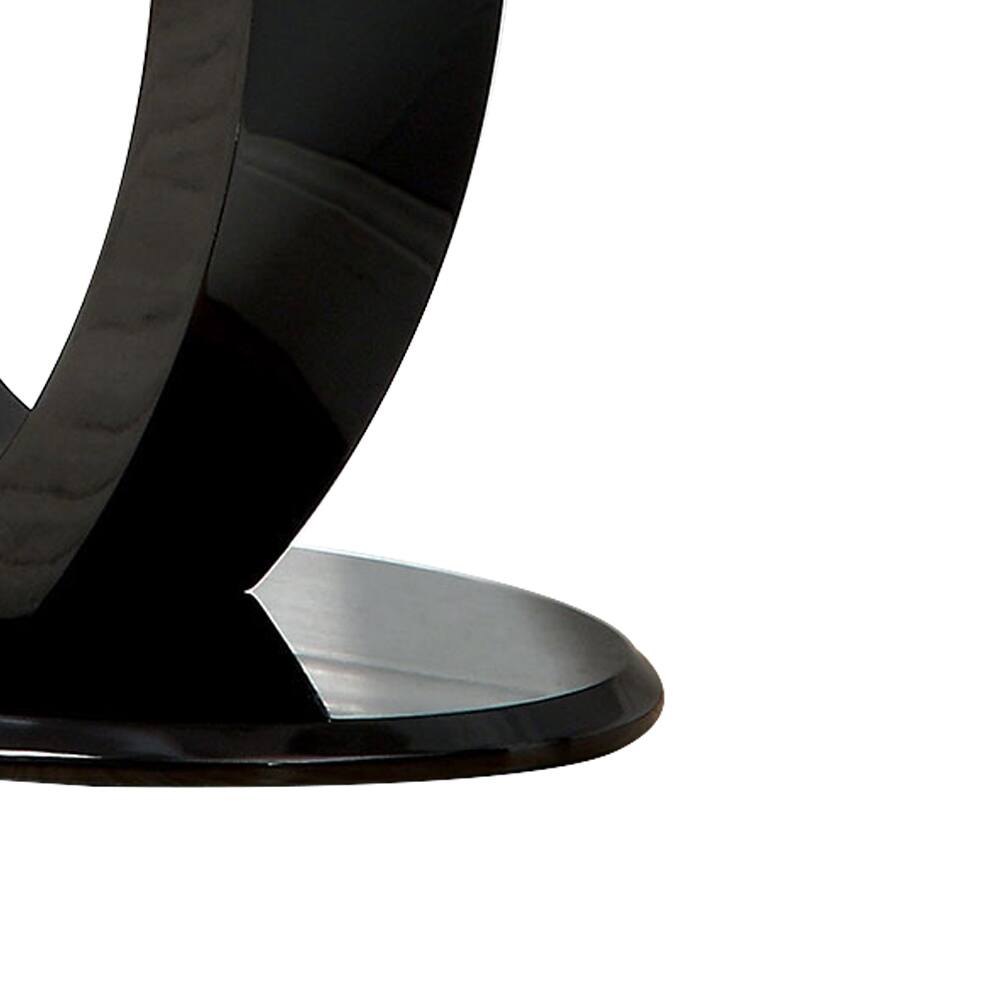 Alt View 1. Manhattan Lane - Contemporary Tempered Glass Top Sofa Table with O Shape Base - Black.