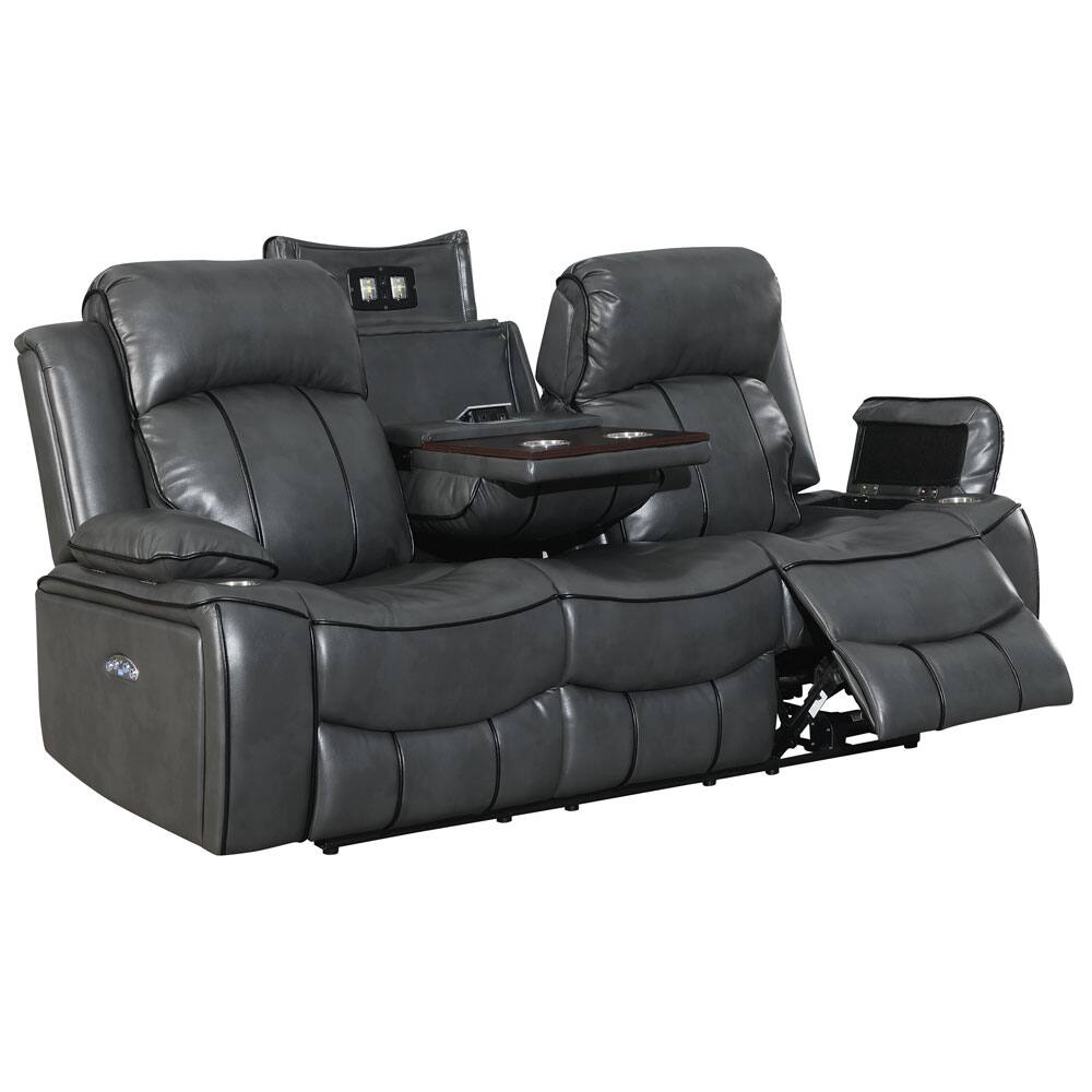 Angle. Global Furniture USA - Blanche Power Reclining Sofa and Loveseat -  Gray - Gray.