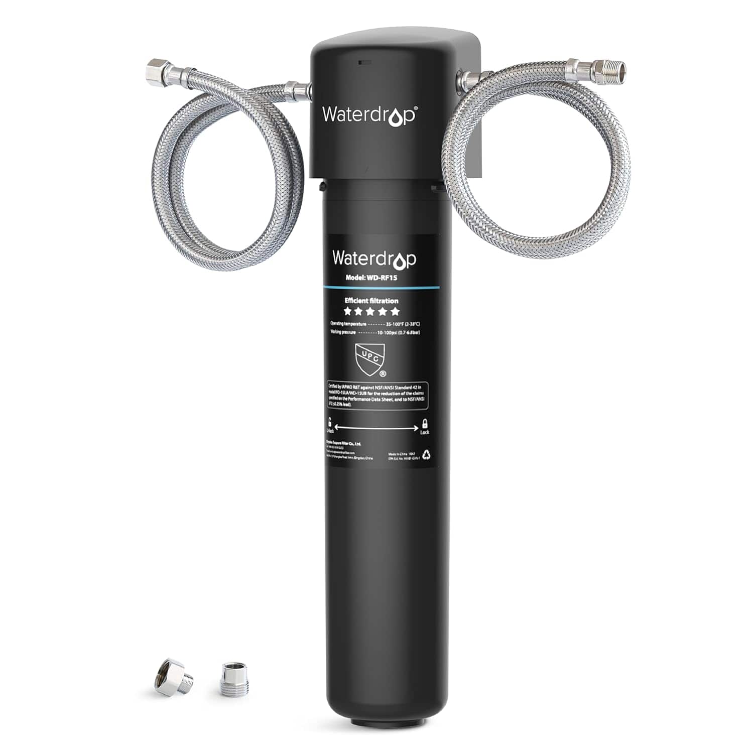 Waterdrop - 15UA Under Sink Water Filter System, NSF/ANSI 42 Certified, 16000 Gallons - Black