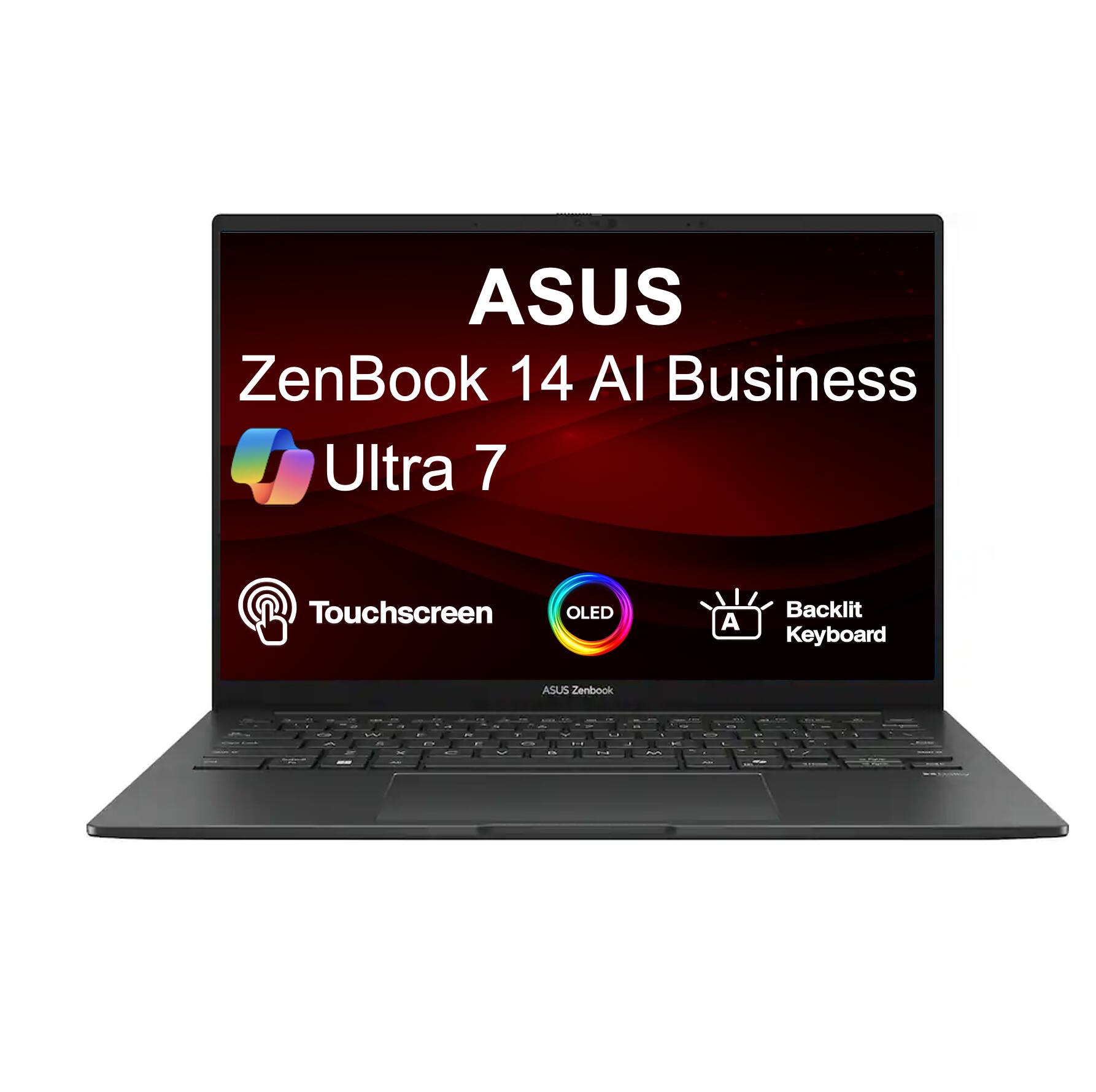 ASUS ZenBook 14 AI Business Ultra 7  
Touchscreen OLED  
Backlit Keyboard