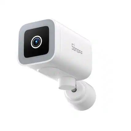 Front. SONOFF - CAM 2K IP65 Waterproof Outdoor Smart Security Camera with Full-Color Night Vision and Works with Alexa and Google Home - White.