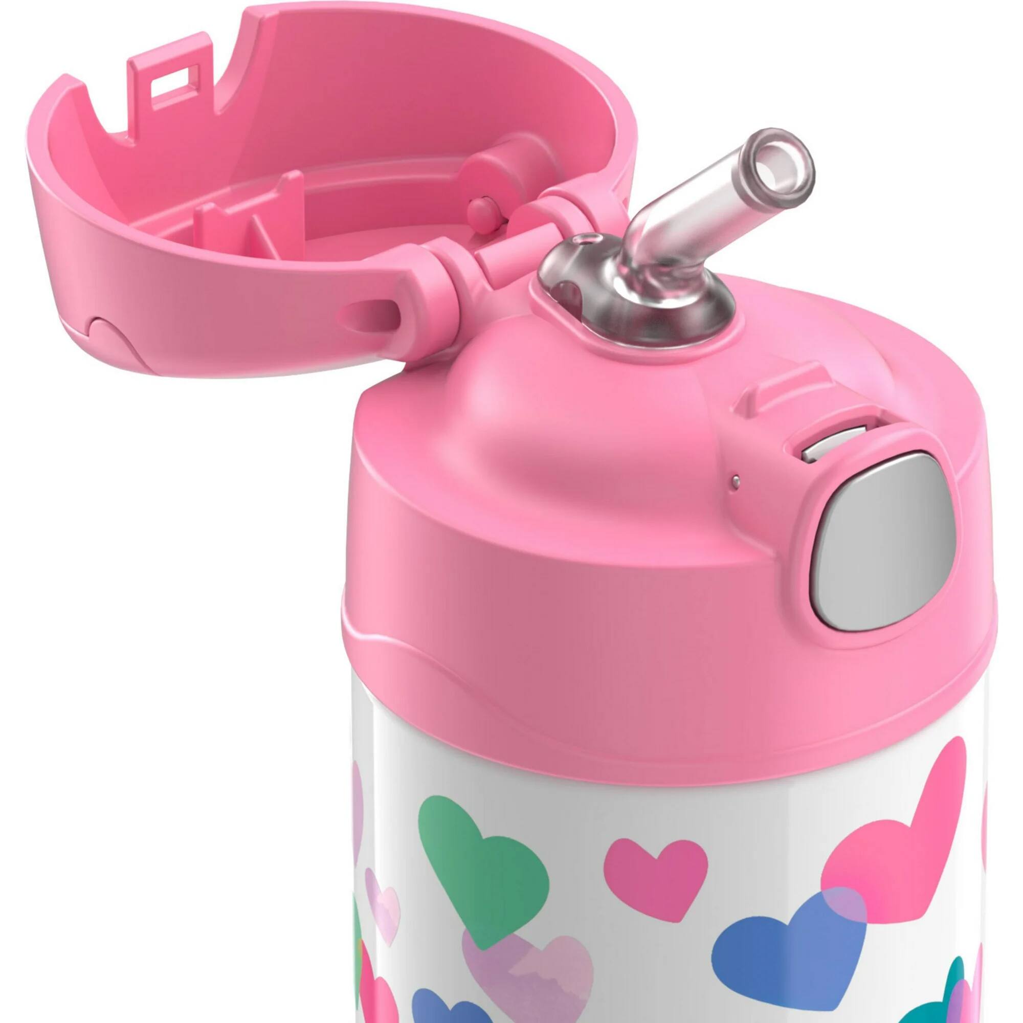 Alt View 2. Thermos - Thermos 12 oz. Kid's Funtainer Insulated Water Bottle - Watercolor Hearts - Watercolor Hearts.