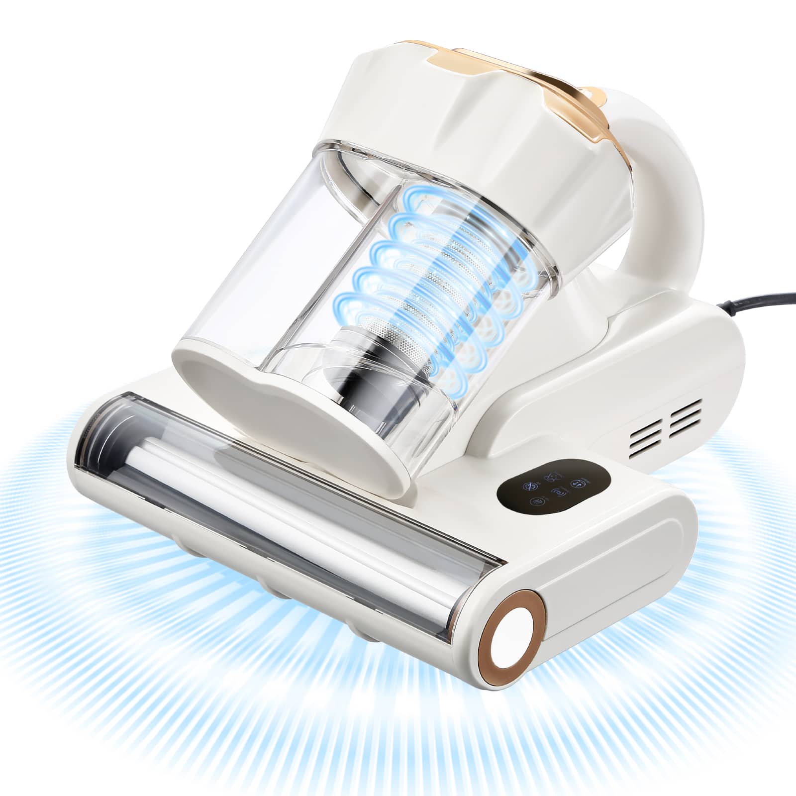 VEVOR - Mattress Vacuum Cleaner, 550W Bed Vacuum Cleaner with 18Kpa Powerful Suction and Dual Dust Bin, HEPA Filter & Heating - White;Rose Gold
