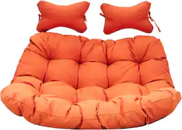 LeisureMod - 2-Person Egg Chair Cushion with Headrest - Folding Double Swing Chair Replacement Pad, Weather-Resistant - Orange