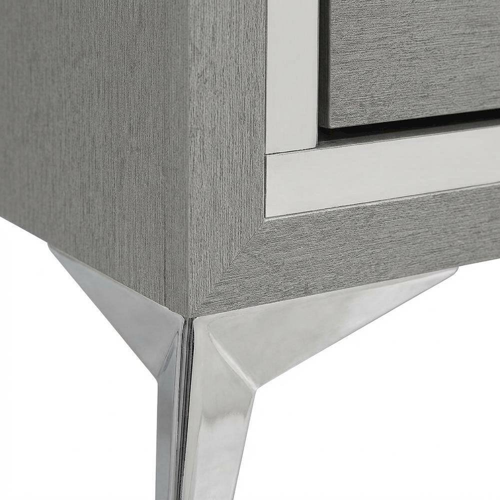 Alt View 1. FurniFact - Gray Bedroom Nightstand with Full Extension Drawer Glides and Modern Design - Gray.
