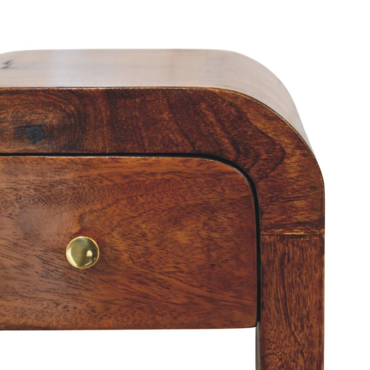 Back. Artisan Furniture - Artisan Furniture Solid Wood Mini Darcy Chestnut Nightstand with Curved Edges, 1 Drawer - Chestnut.