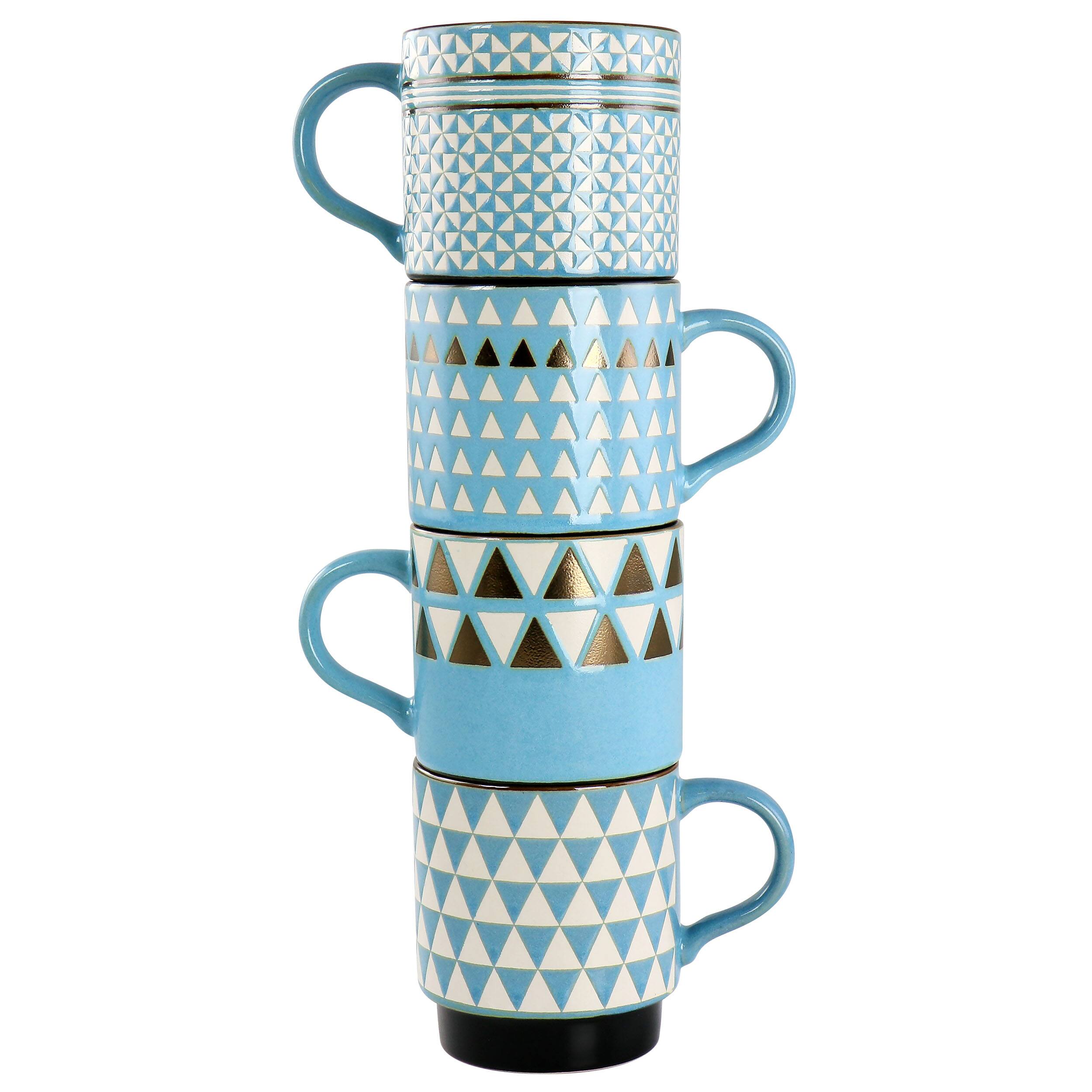 Alt View 2. Mr. Coffee - Mr. Coffee Prime Valley 4 Piece 15 Ounce Stackable Coffee Mug Set in Assorted Designs - Assorted.