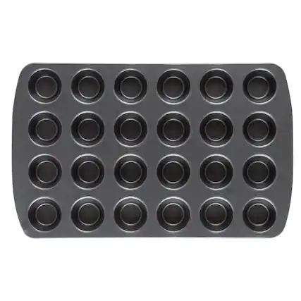 Front. Range Kleen - Range Kleen B28MM Nonstick Mini Muffin and Cupcake Pan, 24 Cup - Alluring grey color.