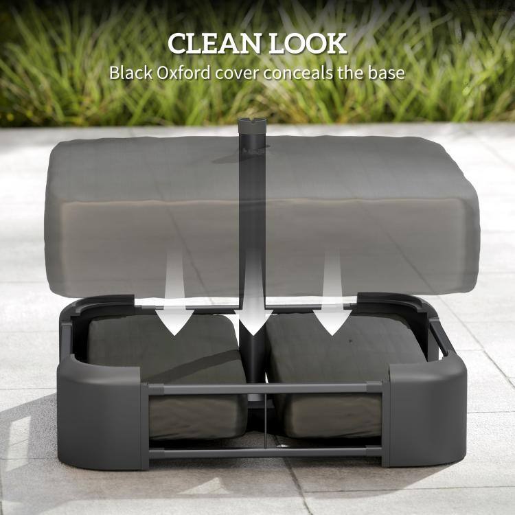 CLEAN LOOK  
Black Oxford cover conceals the base