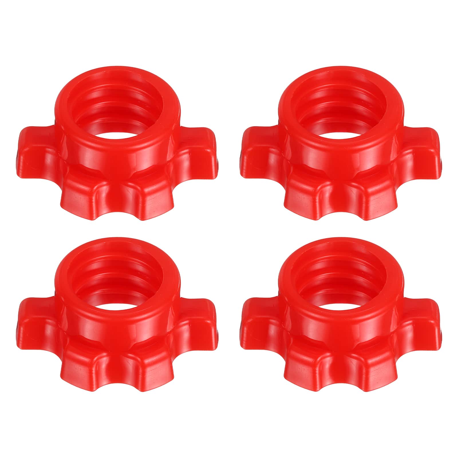 Unique Bargains - Dumbbell Collars, Barbell Spin Lock Hex Nuts Anti Slip Weight Clip 1" 4pcs Plastic for 1" Barbell/Dumbbell - Red