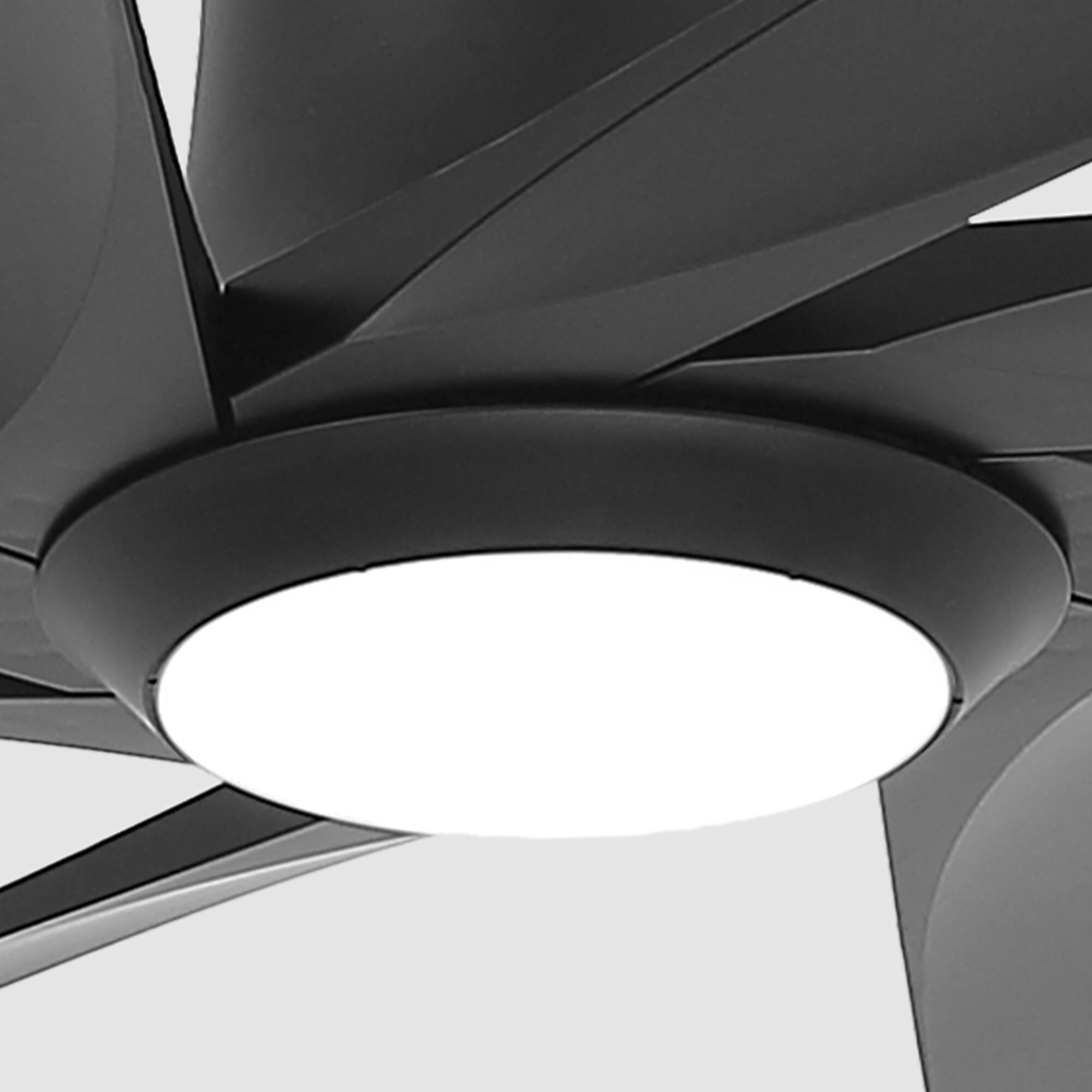 Alt View 8. Parrot Uncle - 100'' Matte Black Downrod Mount LED Ceiling Fan with Remote and 8 ABS Blades - Black.