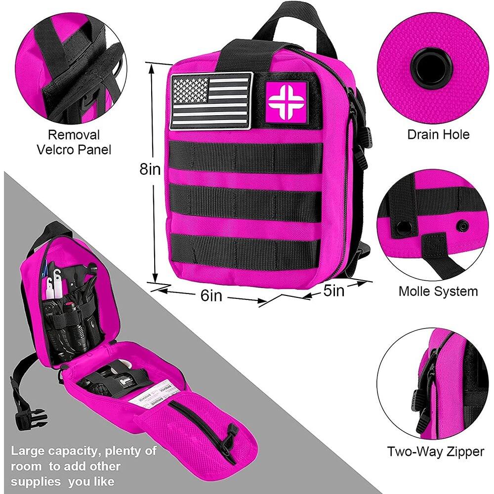 Removal Velcro Panel  
8in Drain Hole  
6in 5in Molle System  
Large capacity, plenty of room to add other supplies you like  
Two-Way Zipper