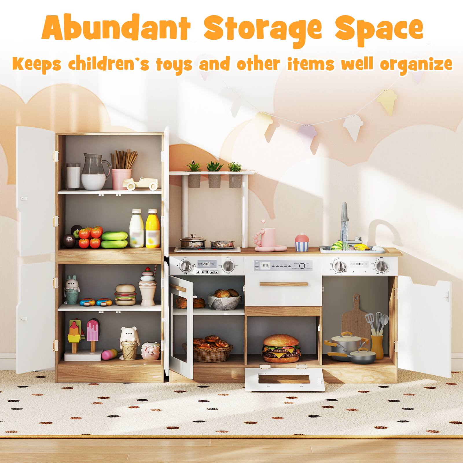 Abundant Storage Space  
Keeps children's toys and other items well organized